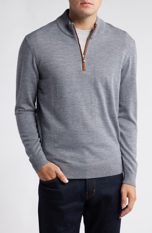 johnnie-O Raynor Half Zip Wool Sweater in Light Gray 