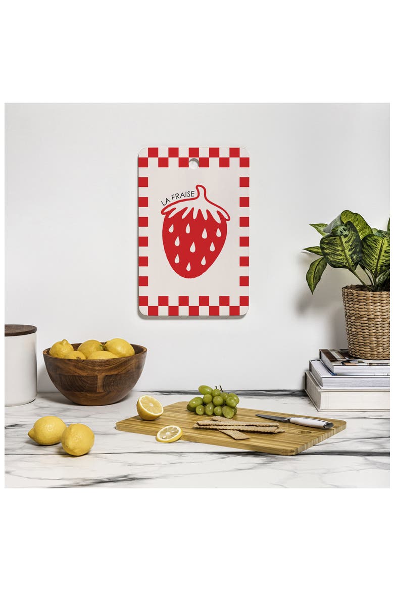 Cherry Checkered Wood Cutting Board, Alternate, color, CREAM