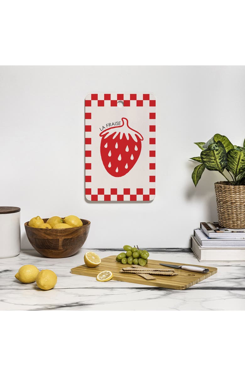 Deny Designs Strawberry Wood Cutting Board, Alternate, color, Cream