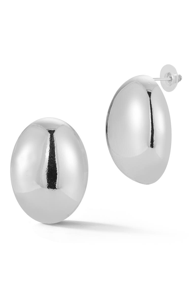 Oval Stud Earrings, Main, color, SILVER