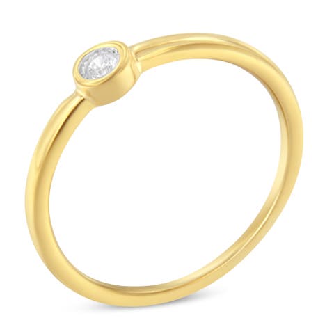 14K Yellow Gold Plated Silver Miracle Set Diamond Ring