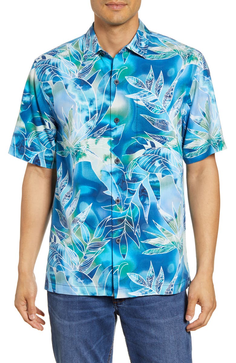 Tommy Bahama Azul Lagoon Classic Fit Short Sleeve Silk Button-Up Shirt, Main, color, 