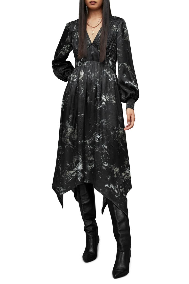 Estelle Titania Long Sleeve Midi Dress, Alternate, color, BLACK