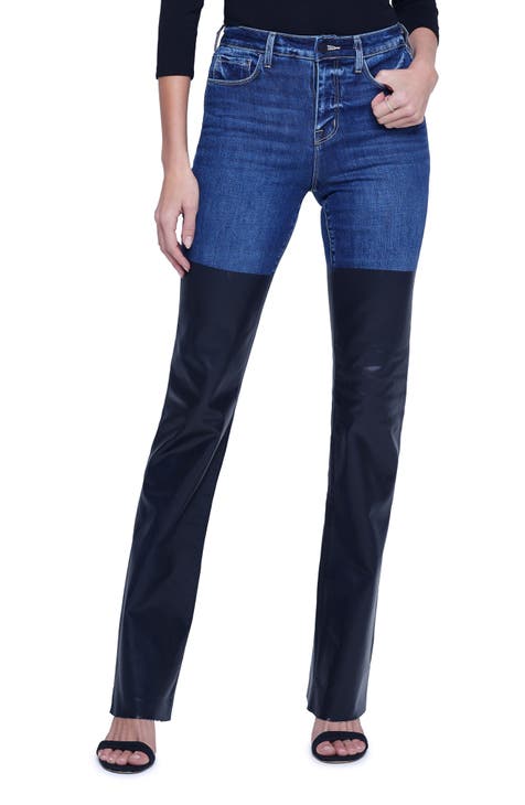 Ruth Mixed Media Coated Straight Leg Jeans