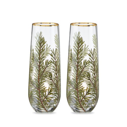 Twine Woodland Stemless Champagne Glasses, Set Of 2 In Green