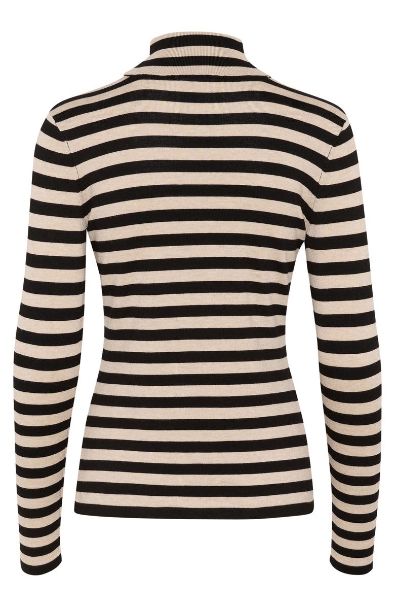 Kaffe KAlizza Rollneck Slim Fit Pullover, Alternate, color, Feather Grey Mel./Black