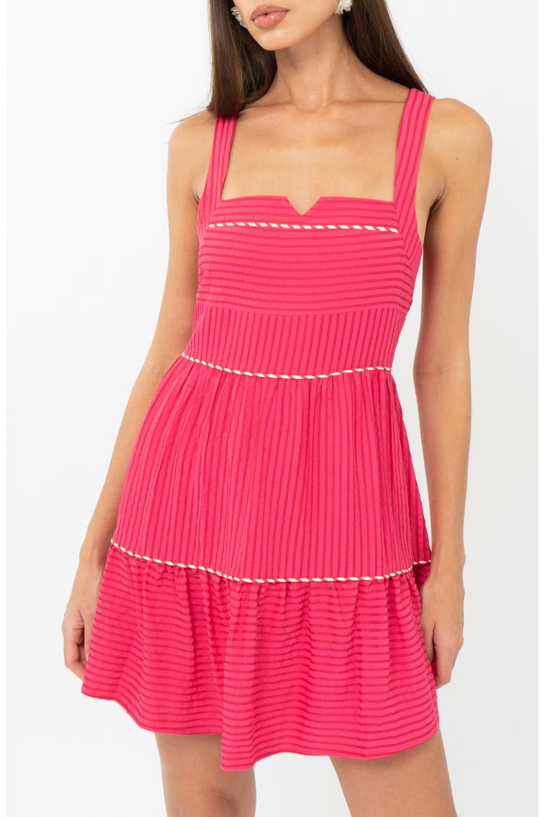 Stripe A-Line Minidress, Alternate, color, RASPBERRY