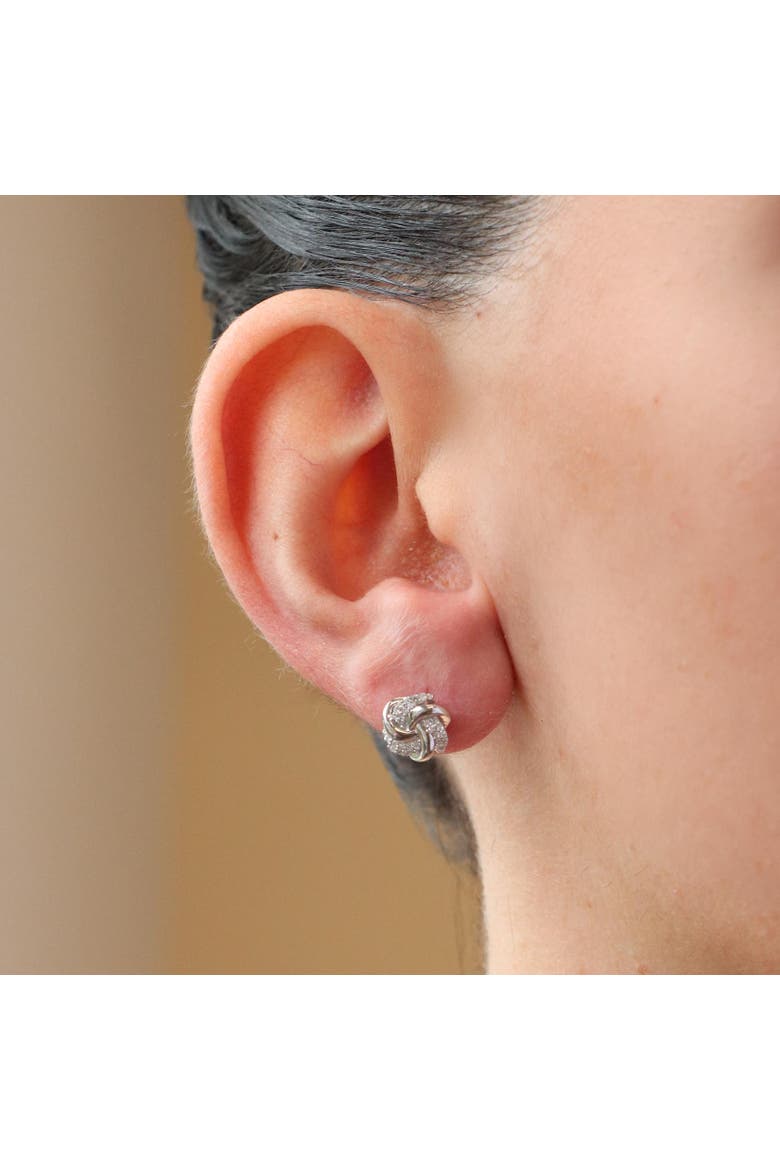 Diamond Knot Screw Back Stud Earrings, Alternate, color, Sterling Silver