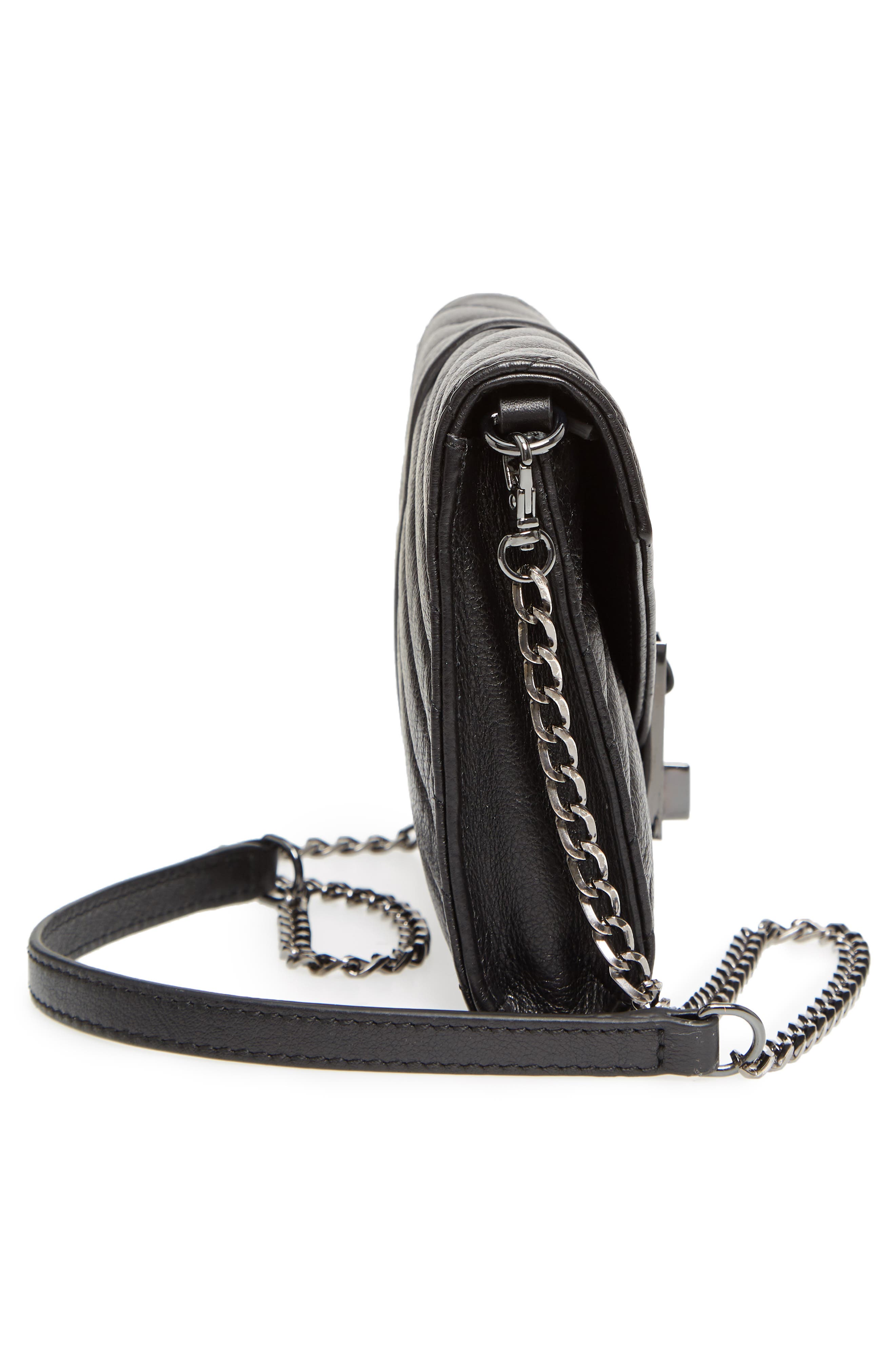 Dakota Quilted Leather Clutch, Alternate, color, BLACK