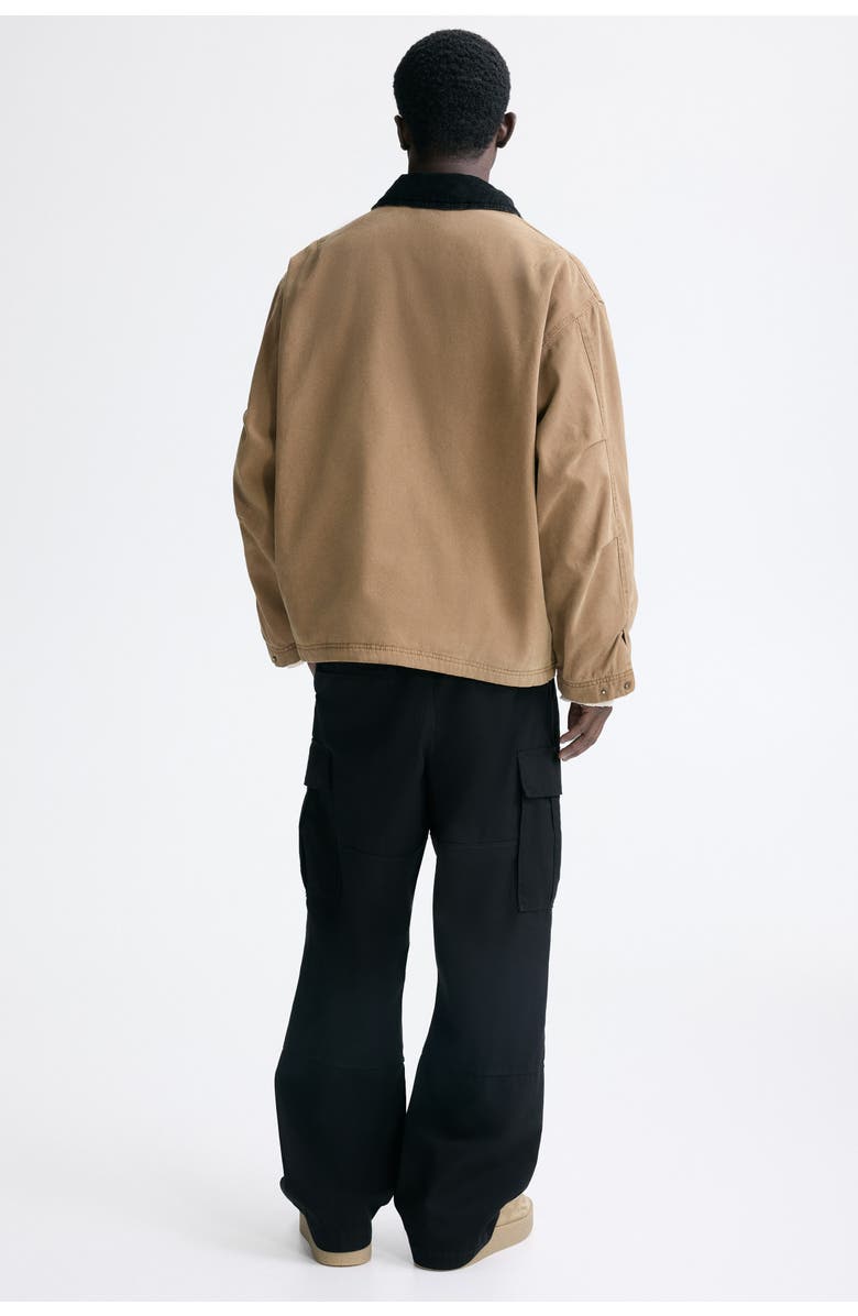 H&M Relaxed Fit Cotton Cargo Trousers, Alternate, color, Black