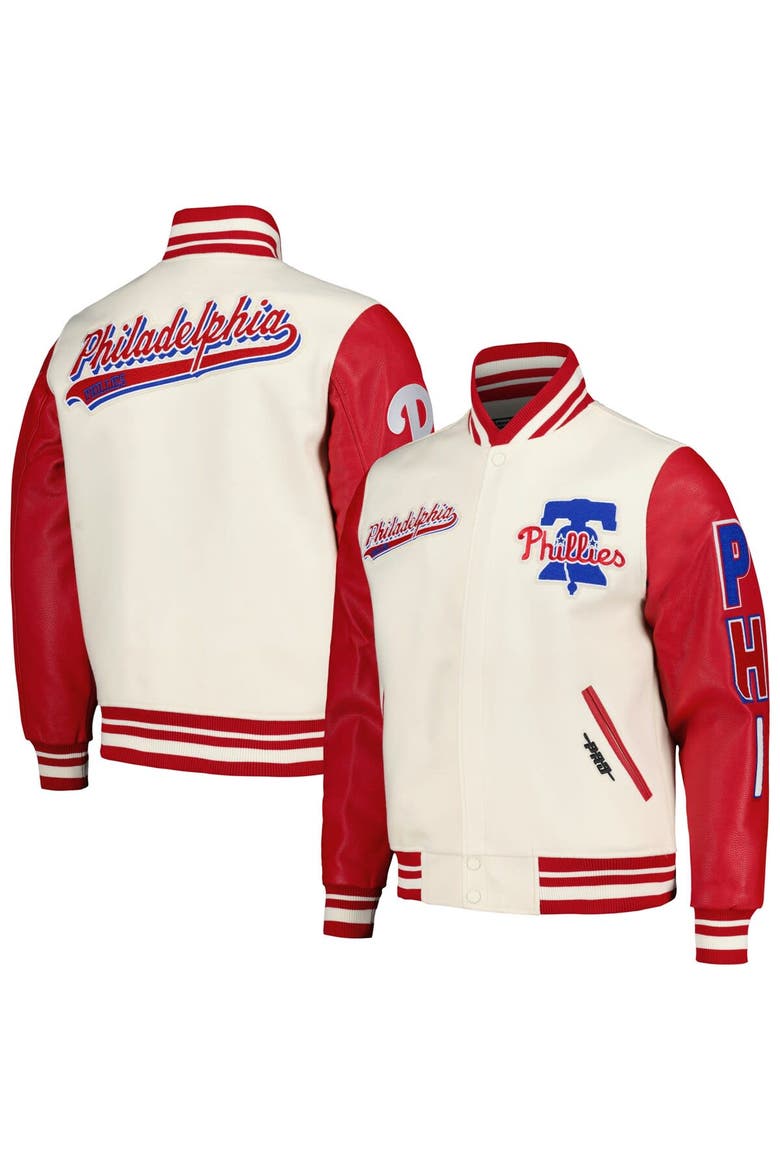 Men's Pro Standard Cream Philadelphia Phillies Script Tail Wool Full-Zip Varity Jacket, Alternate, color, Cream