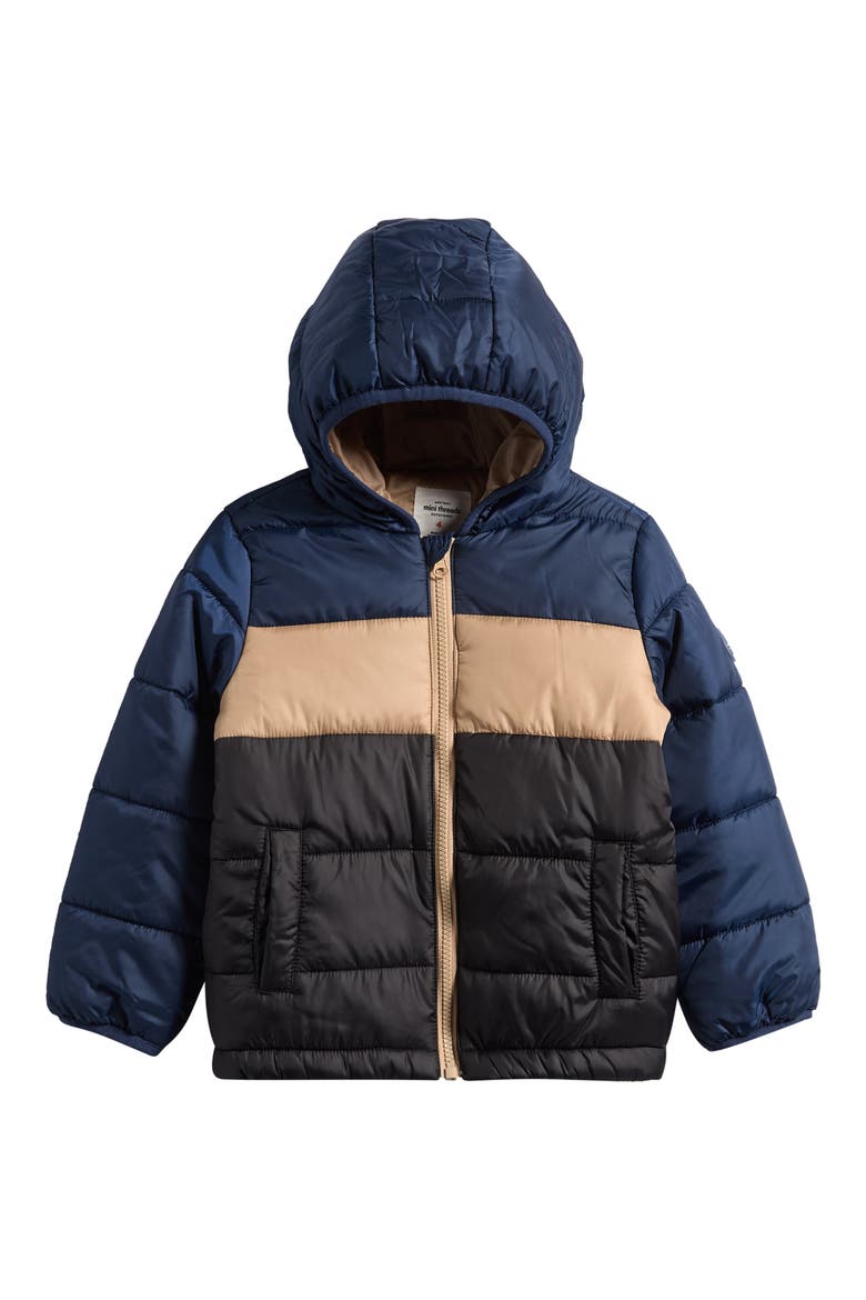 Kids' Lightweight Colorblocked Puffer Jacket, Main, color, NAVY