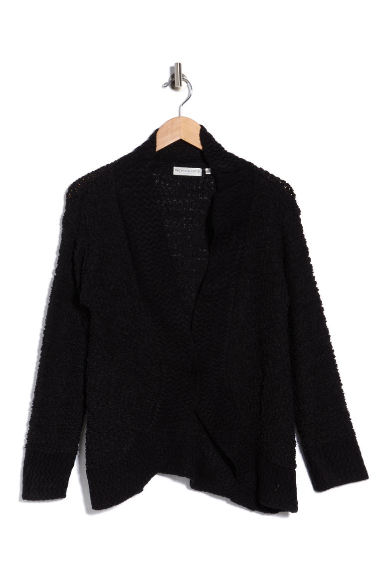 Drape Front Cardigan, Alternate, color, BLACK
