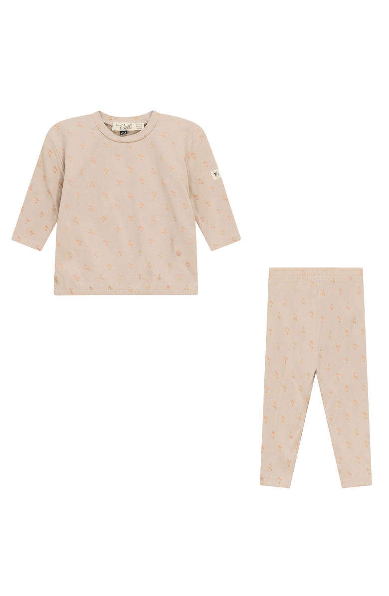 Bebe Bella Raddish Print 2 Piece Set Long Sleeve Top and Pants, Main, color, Pink/Biscuit
