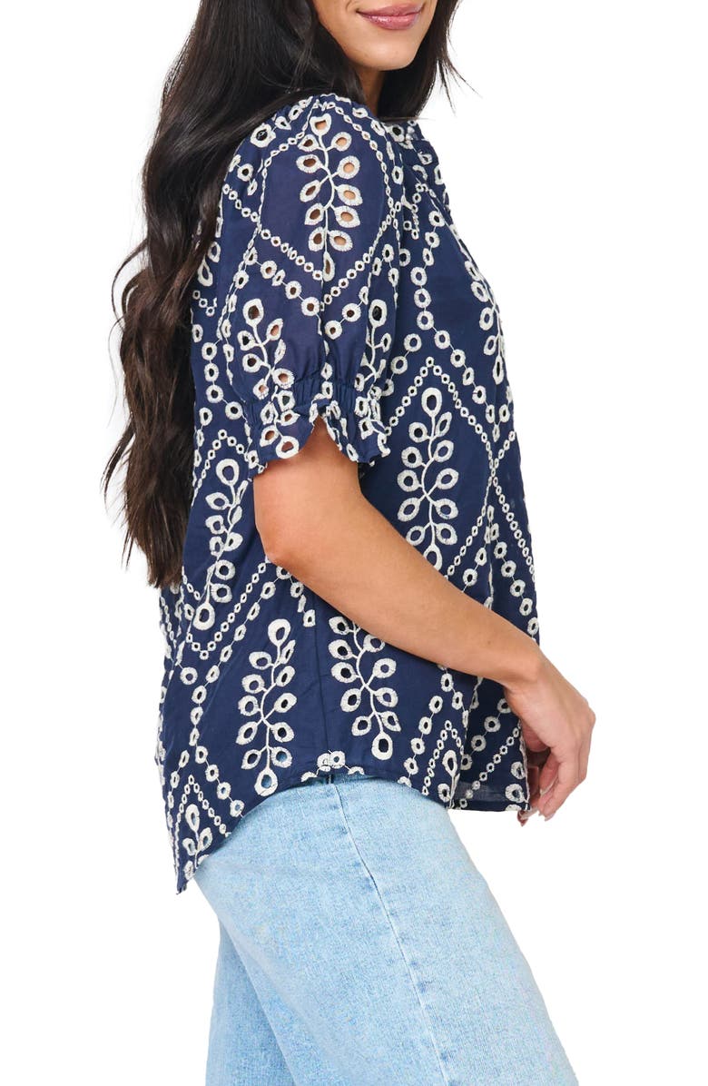 GIBSONLOOK Dianthus Puff Sleeve Cotton Top, Alternate, color, 