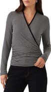 Karen Kane Side Shirred Long Sleeve Surplice Top