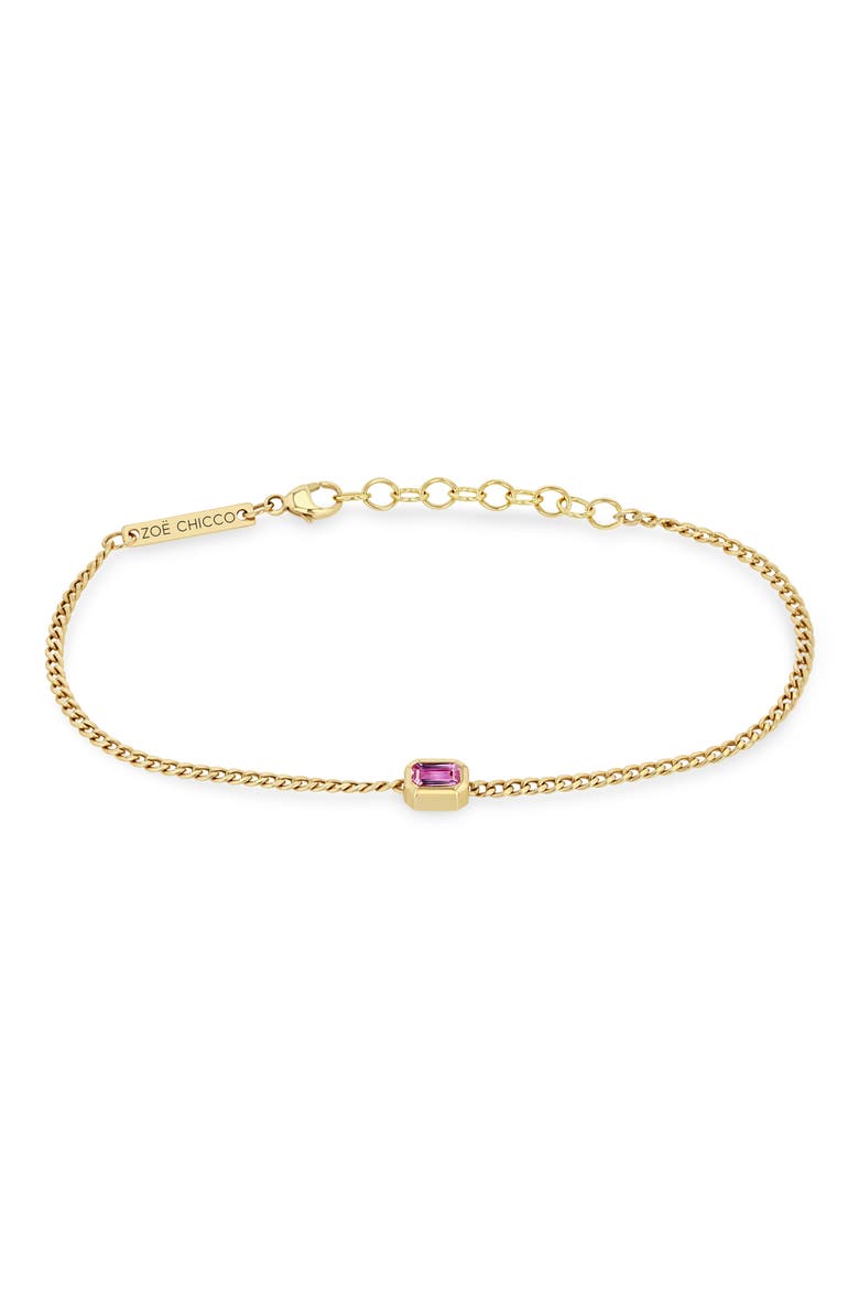 Pink Sapphire Pendant Bracelet, Alternate, color, 14K YELLOW GOLD