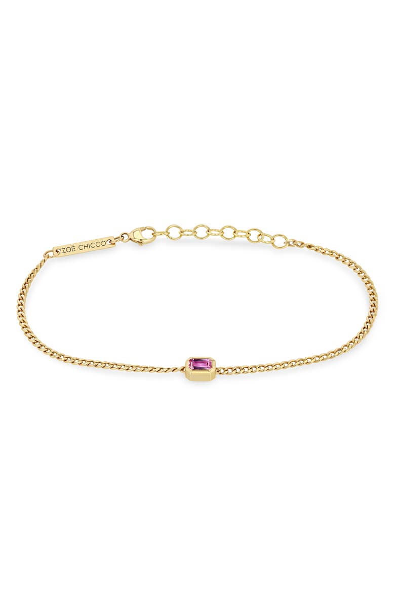 Zoë Chicco Pink Sapphire Pendant Bracelet, Alternate, color, 14K Yellow Gold