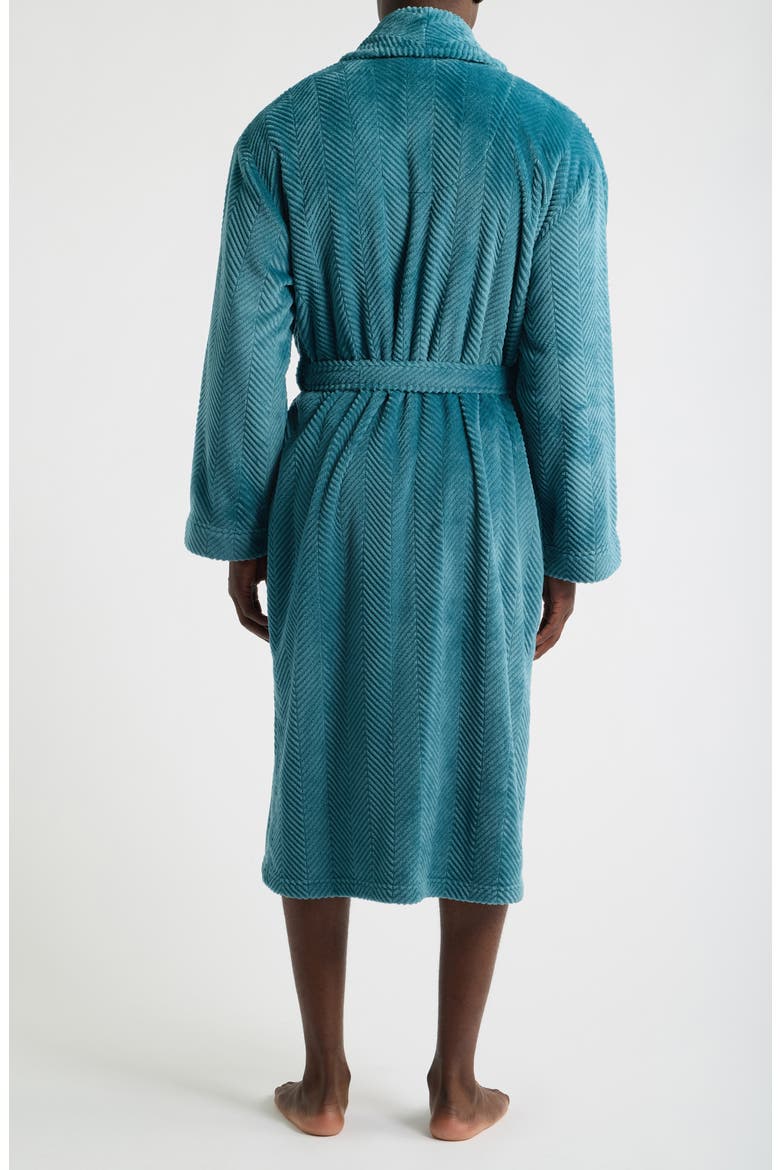 Textured Plush Shawl Robe, Alternate, color, HORIZON