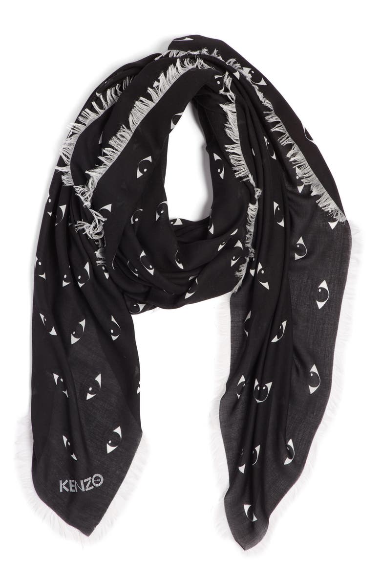 KENZO Multi Eyes Square Modal & Silk Scarf, Alternate, color,