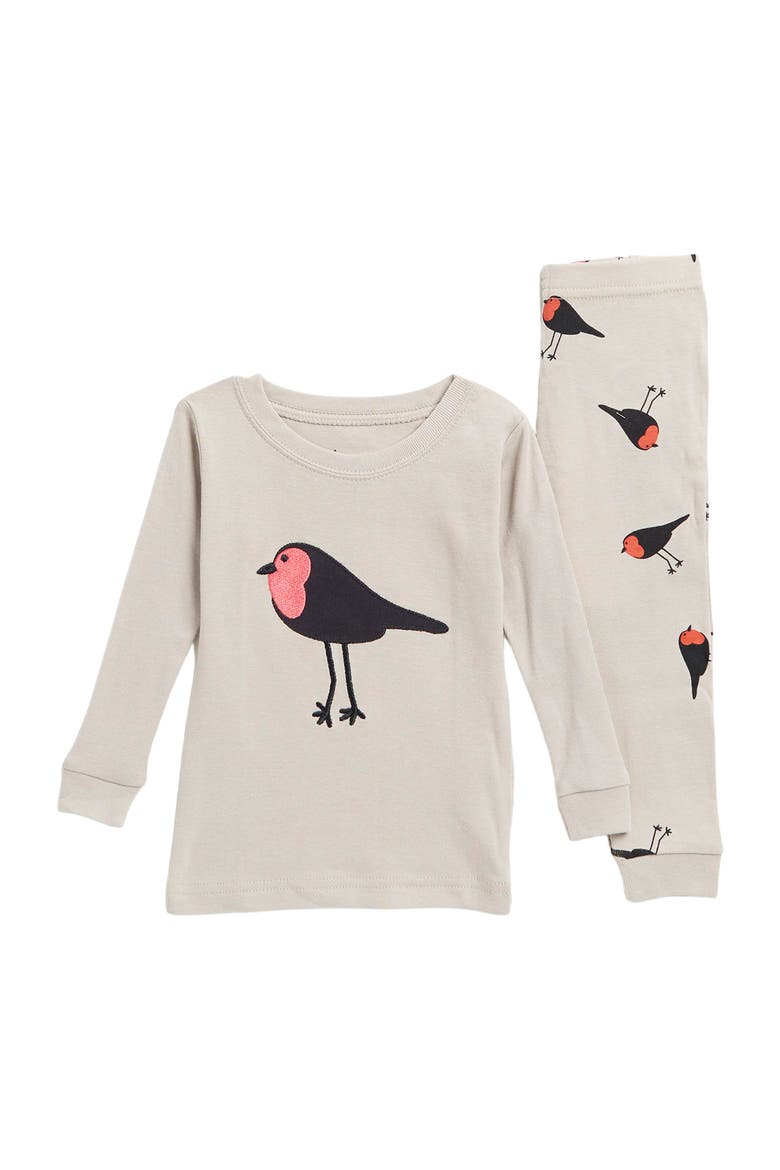 Bird Long Sleeve Top & Pants Pajama Set, Main, color, BLUE/PINK BIRDS