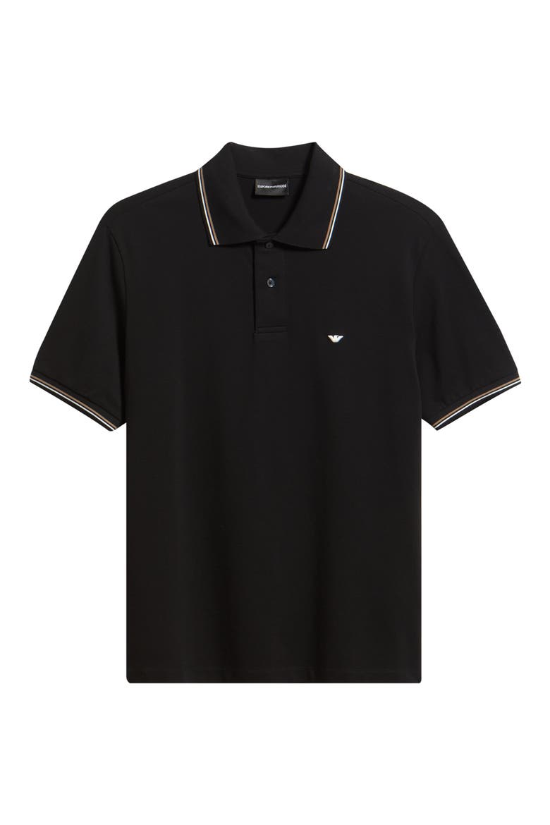 Tipped Cotton Polo Shirt, Alternate, color, SOLID BLACK