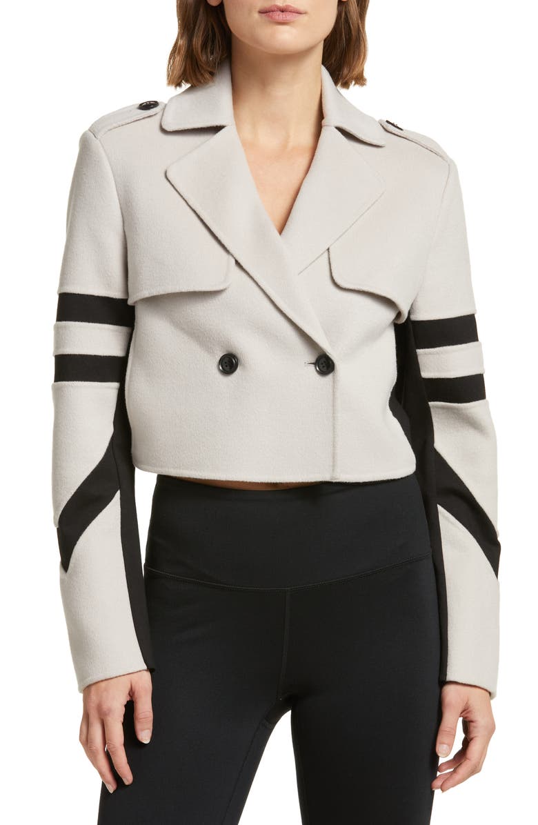 Blanc Noir Handmade Double Breasted Wool Crop Jacket, Alternate, color,