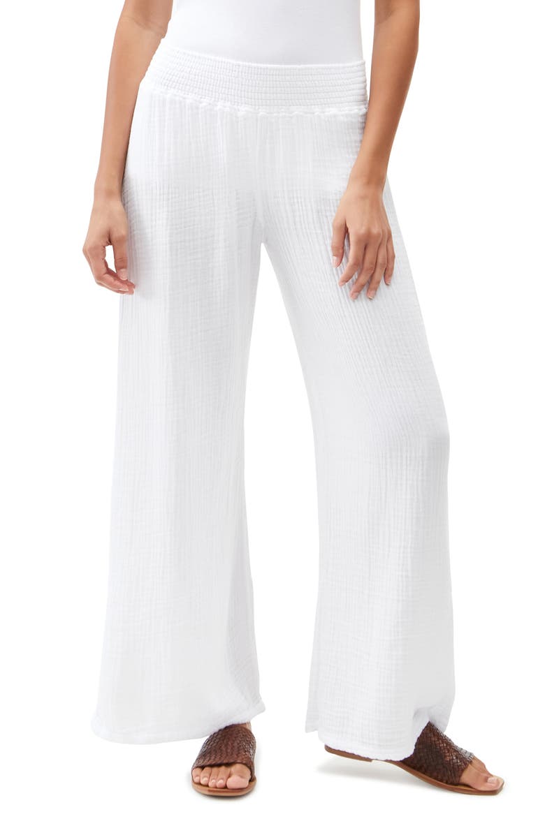 Michael Stars Smocked Wide Leg Pants, Main, color, White