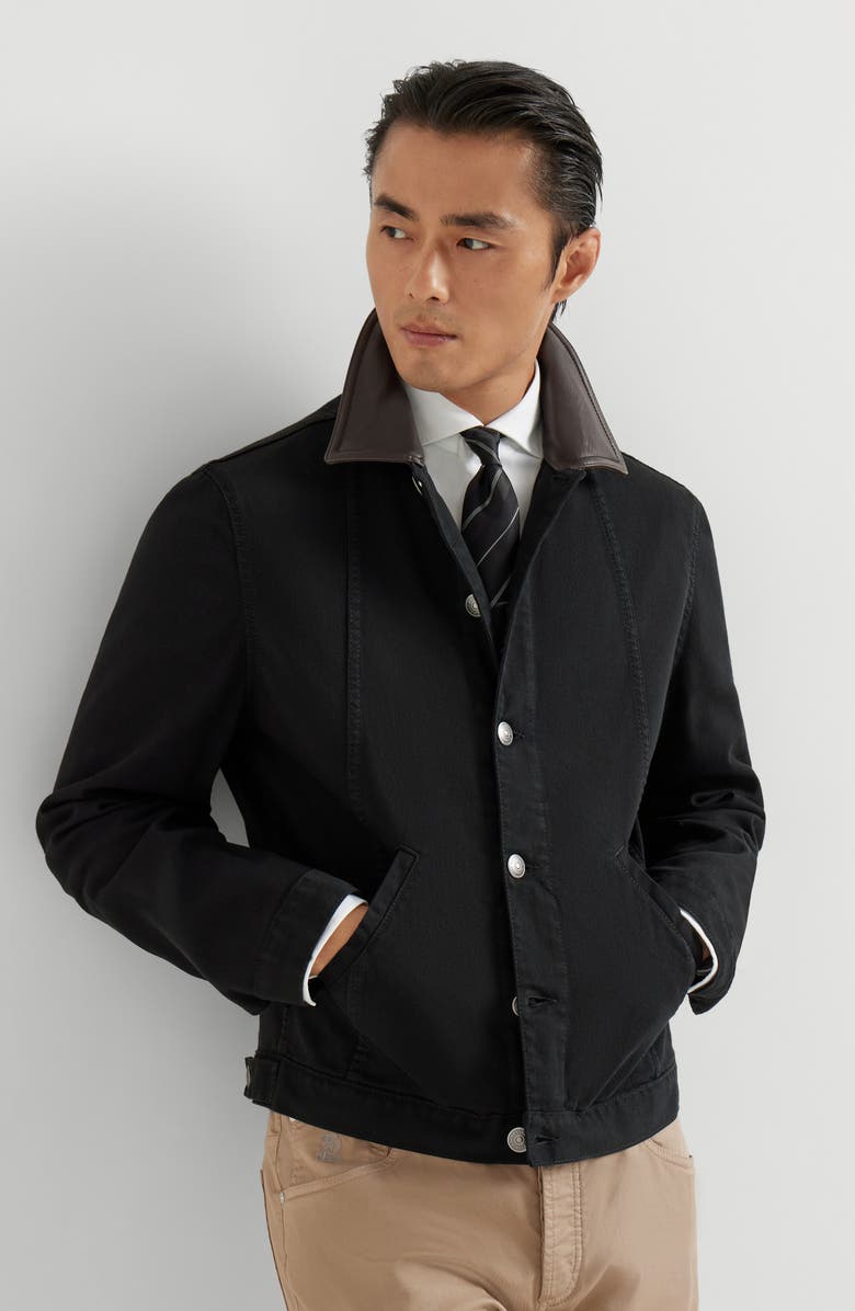 Brunello Cucinelli Garment-dyed outerwear jacket, Alternate, color, Black