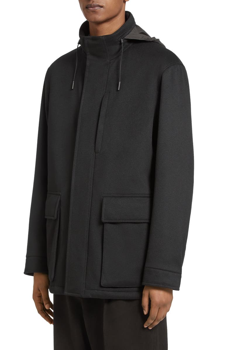 ZEGNA Oasi Elements Padded Cashmere Jacket, Main, color, Black