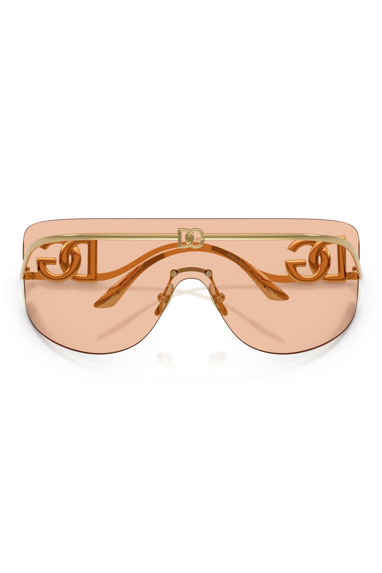 140mm Pillow Shield Sunglasses, Alternate, color, GOLD/ LIGHT BROWN