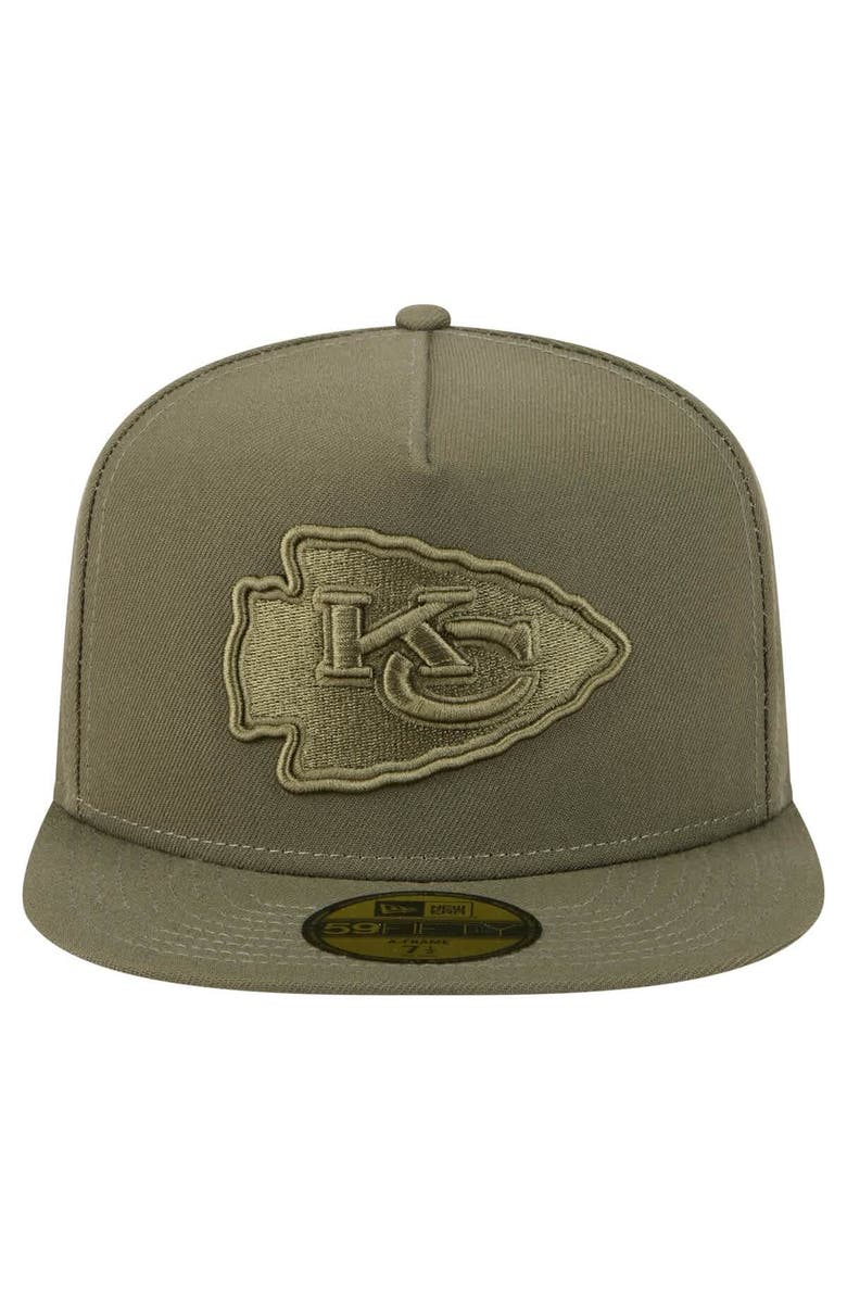 New Era Men's New Era  Olive Kansas City Chiefs Color Pack A-Frame 59FIFTY Fitted Hat, Alternate, color, 