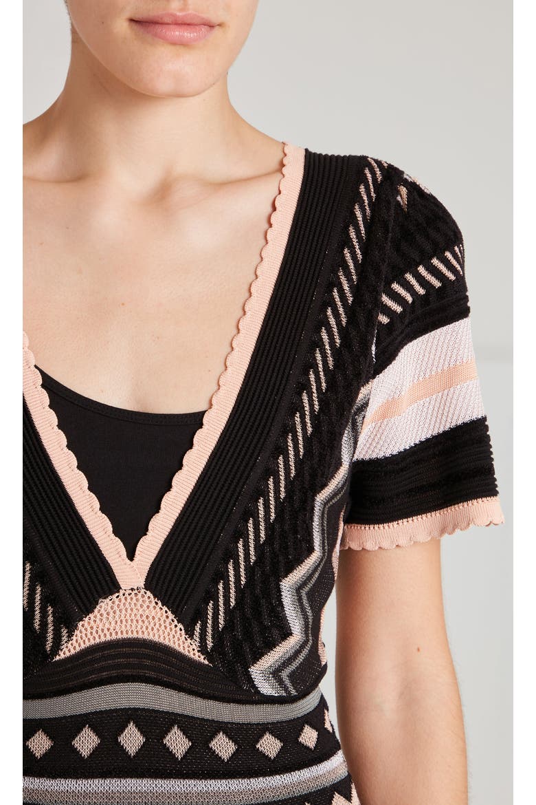 Meryl V-Neck Knit Dress, Alternate, color, Pink/Black