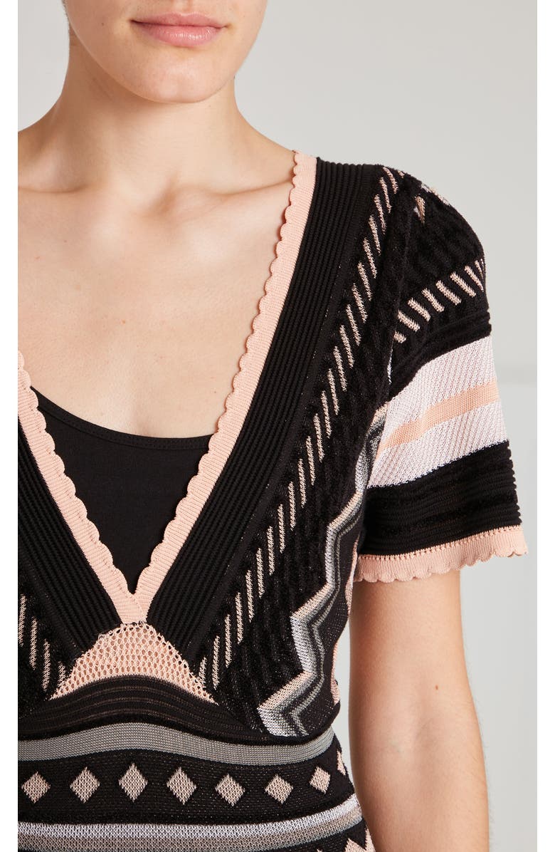 Temperley London Meryl V-Neck Knit Dress, Alternate, color, Pink/Black