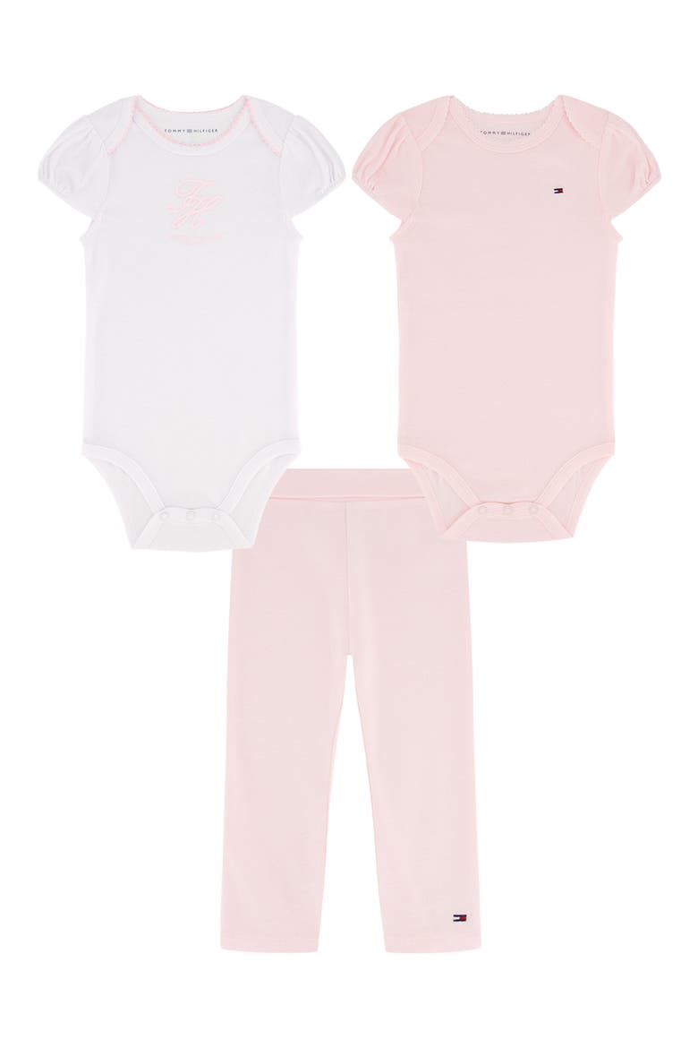 3-Piece Tommy Logo Bodysuit & Leggings Set, Main, color, PREPACK ASSORTED/ PINK