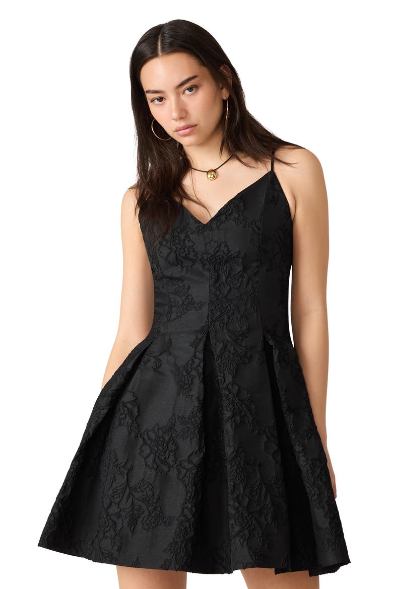 Aylani Floral Jacquard Dress, Alternate, color, BLACK