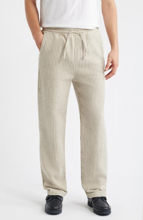 Sorrento Pinstripe Cotton & Linen Drawstring Pants