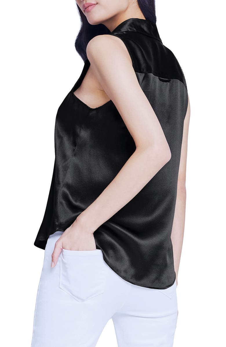 L'AGENCE Emmy Sleeveless Silk Blouse, Alternate, color, Black