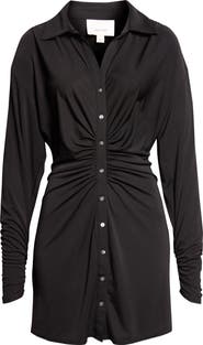 Cinq à Sept Arden Ruched Long Sleeve Shirtdress