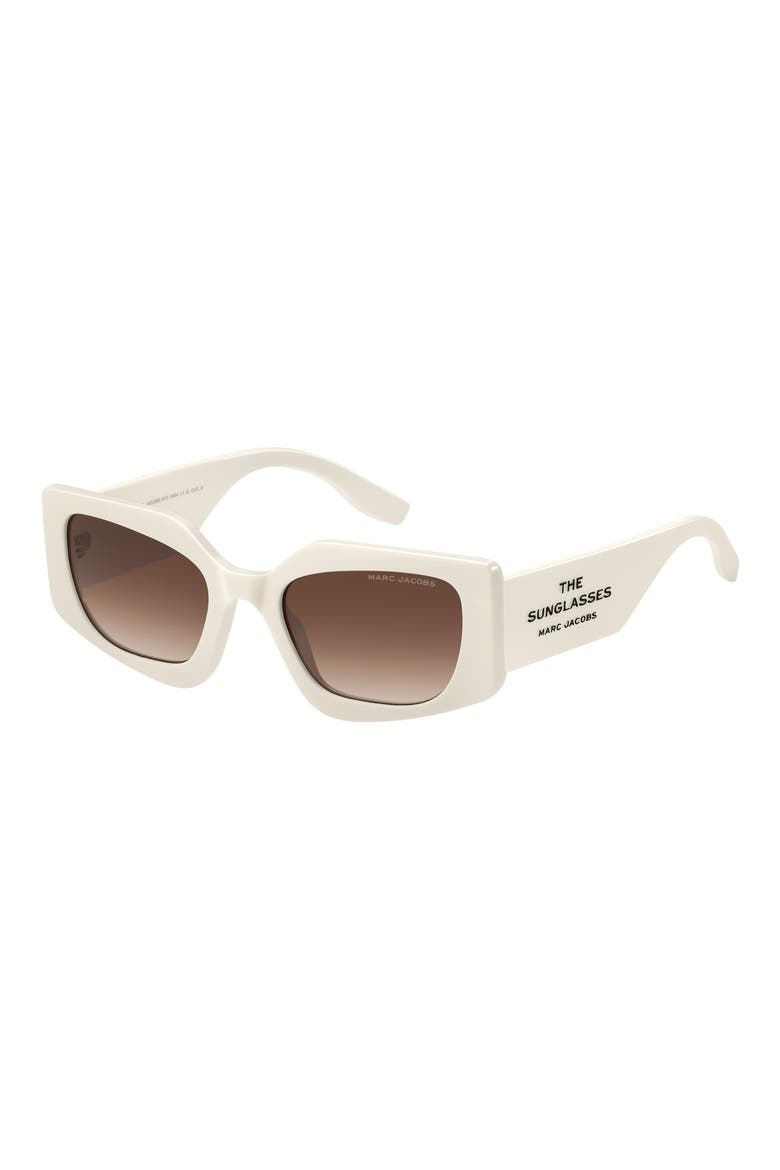 53mm Gradient Rectangular Sunglasses, Alternate, color, IVORY/ BROWN SF