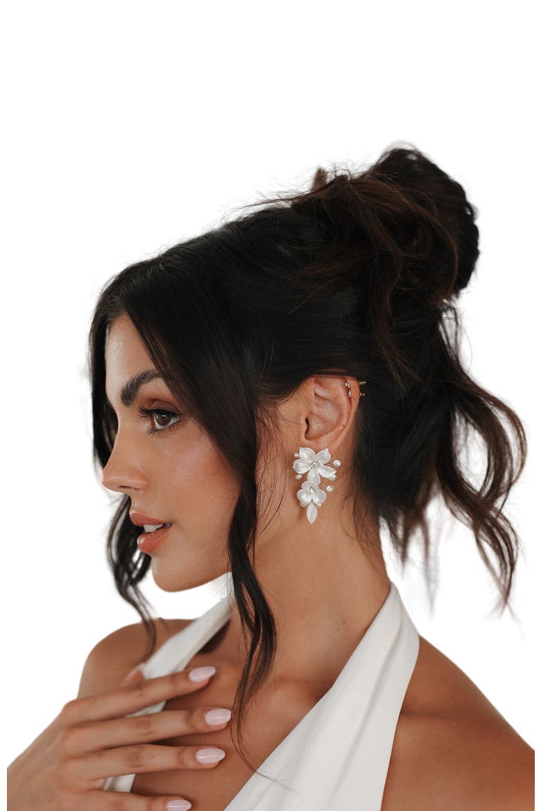 Louise Porcelain Flower Earrings, Alternate, color, Ivory