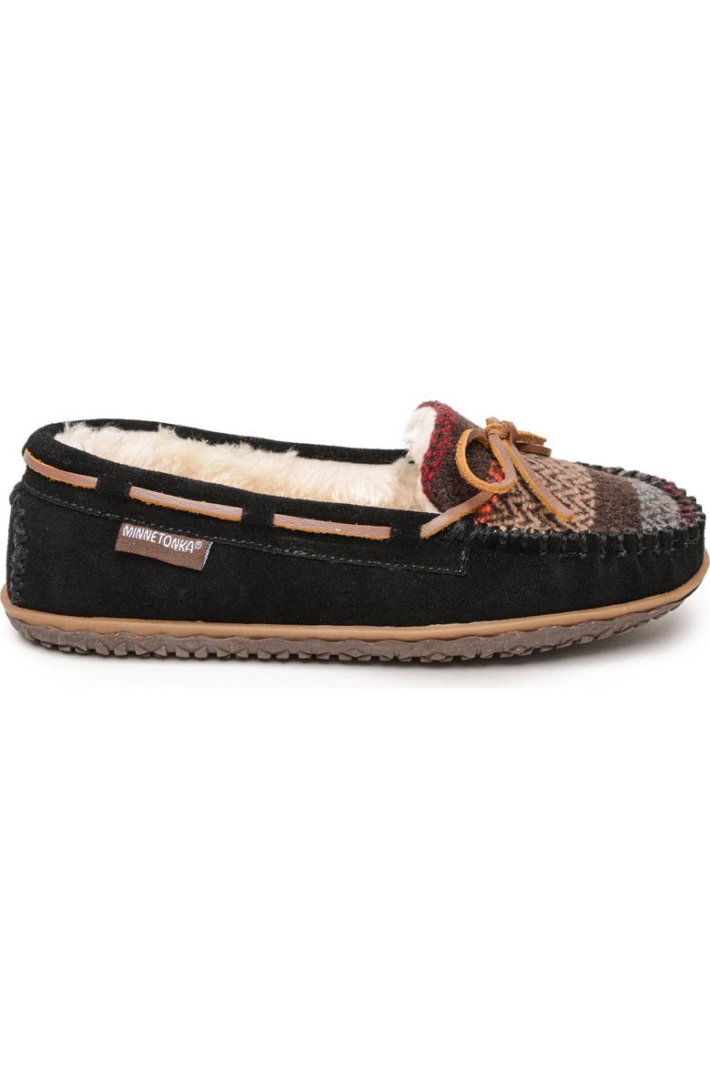 Minnetonka Tilia Faux Fur Lined Slipper, Alternate, color, Black Multi