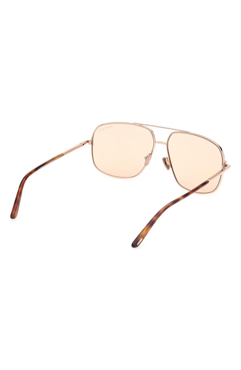 TOM FORD Tex 62mm Navigator Sunglasses, Alternate, color, Rose Gold / Havana / T Logo