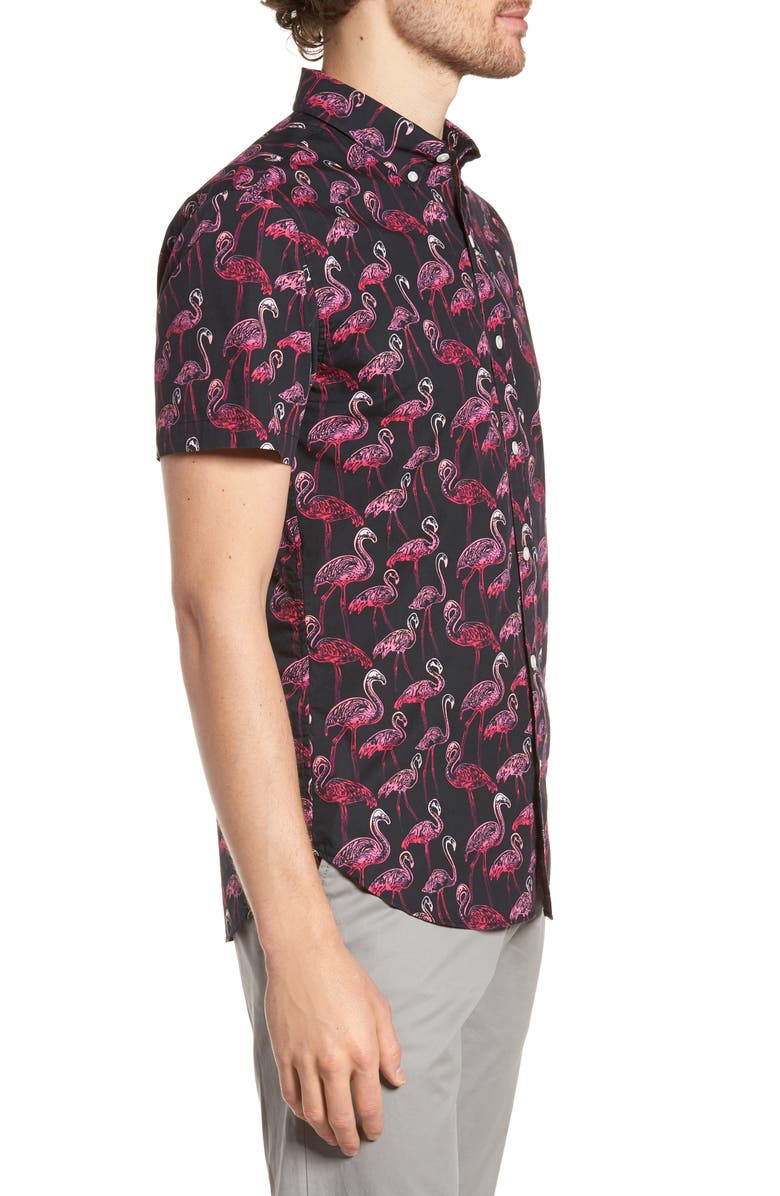 Bonobos Slim Fit Flamingo Print Sport Shirt, Alternate, color,