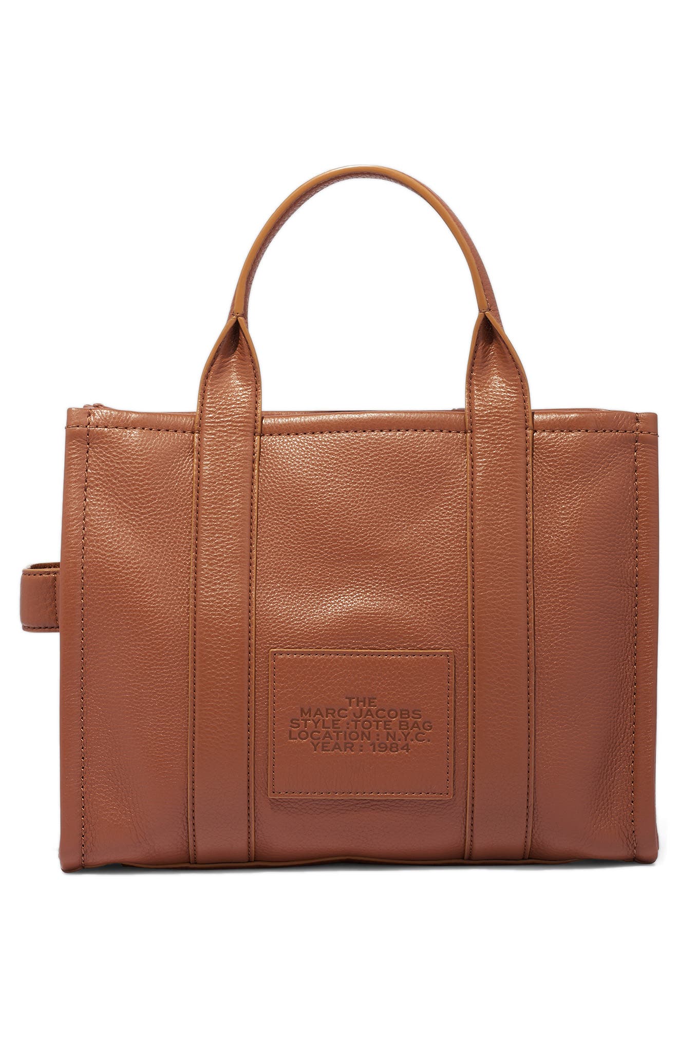 The Leather Medium Tote Bag, Alternate, color, ARGAN OIL