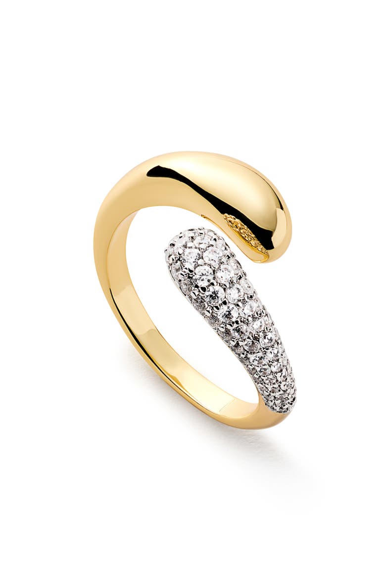 Toby Pavé Cubic Zirconia Bypass Ring, Main, color, GOLD / CLEAR