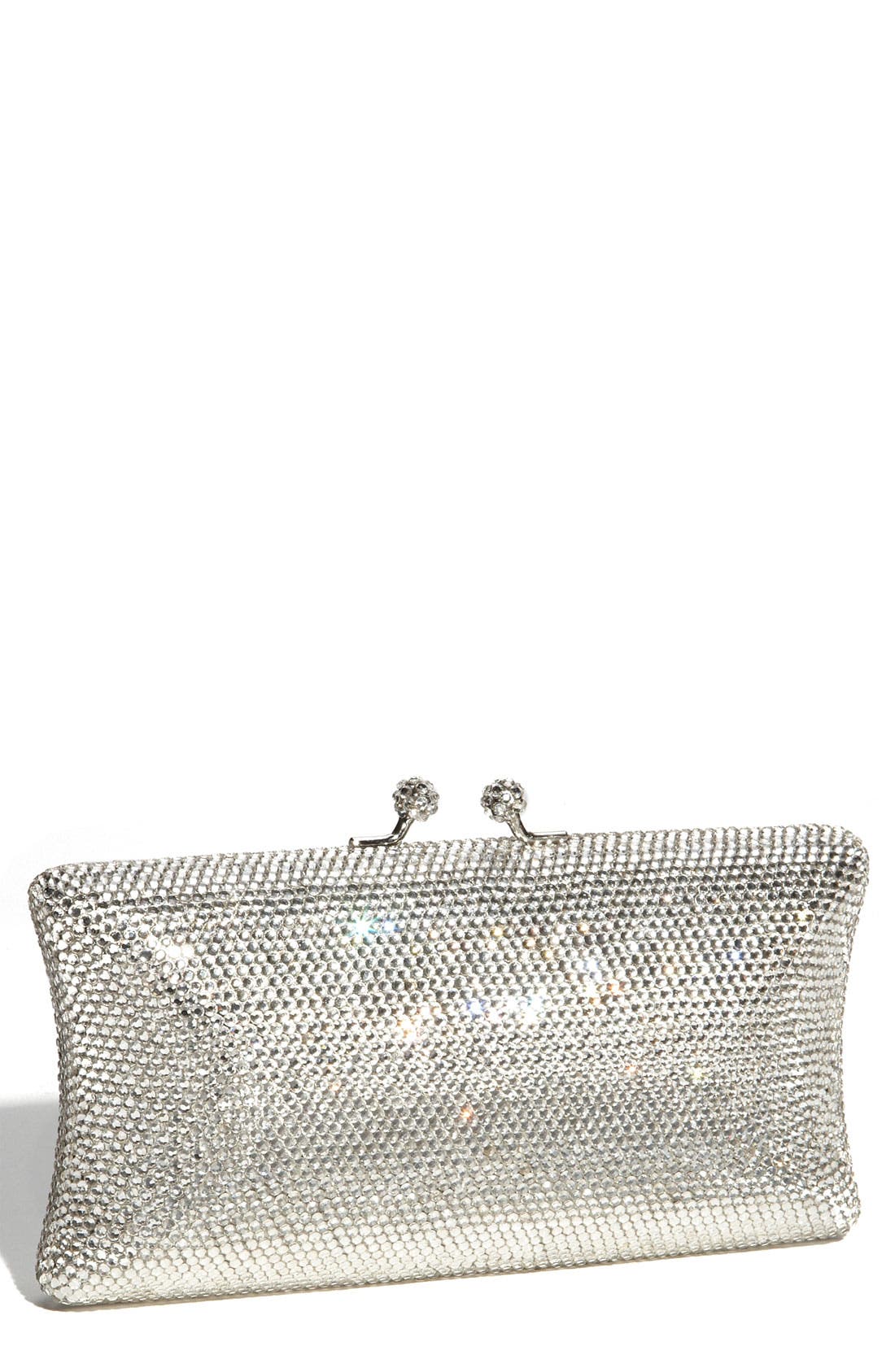 Tasha Rhinestone Clutch, Main, color, SILVER