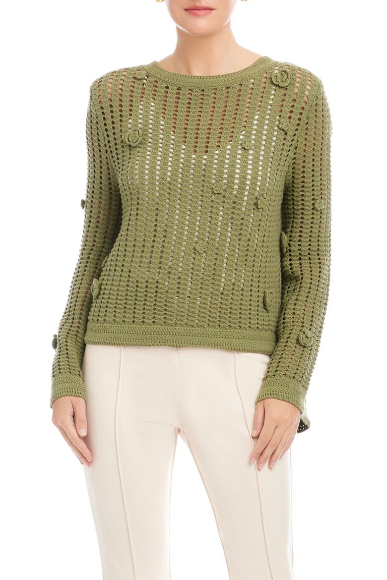 Liv Open Stitch Cotton Blend Sweater, Main, color, OLIVE