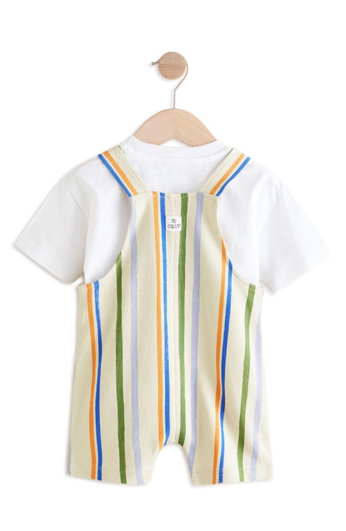 Next Striped Jersey Dungaree Set In Neutral
