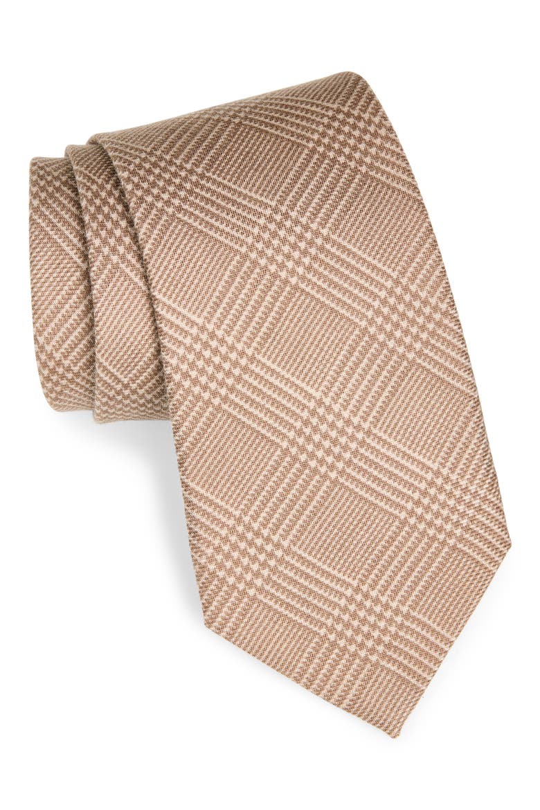 Glen Plaid Cashmere & Silk Tie, Main, color, CHAMPAGNE